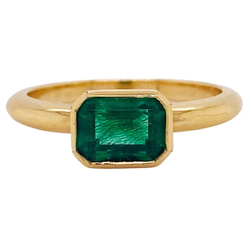 personalized couple’s bracelet engraved Chatham Emerald Bezel Ring
