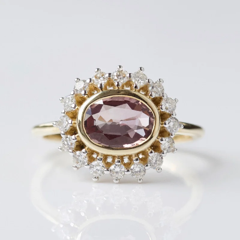 real tourmaline birthstone ring Exclusive Pink Sapphire and Diamond Ring - Size Small