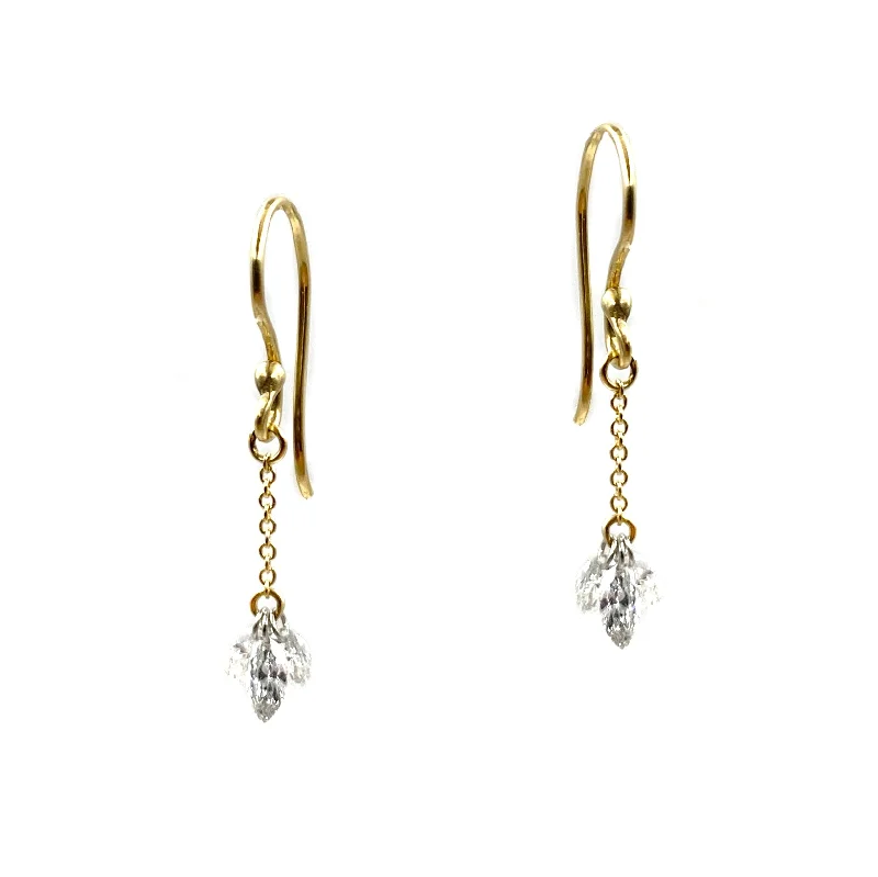gold mesh bangle bracelet Floating Triple Marquise Earrings