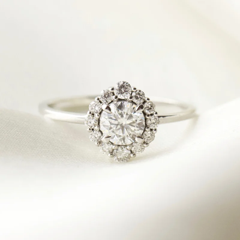 celestial sunburst necklace gold Flora Moissanite & Diamond Cluster Ring