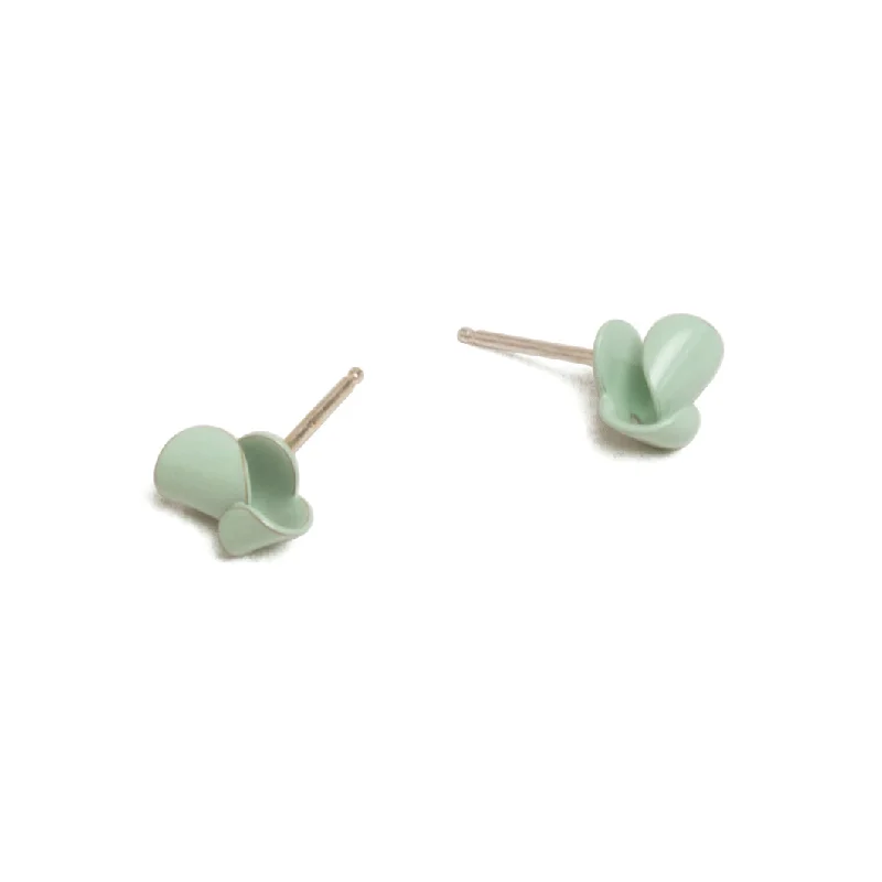 handcrafted gold stud earrings Folded Studs, Small, Moss