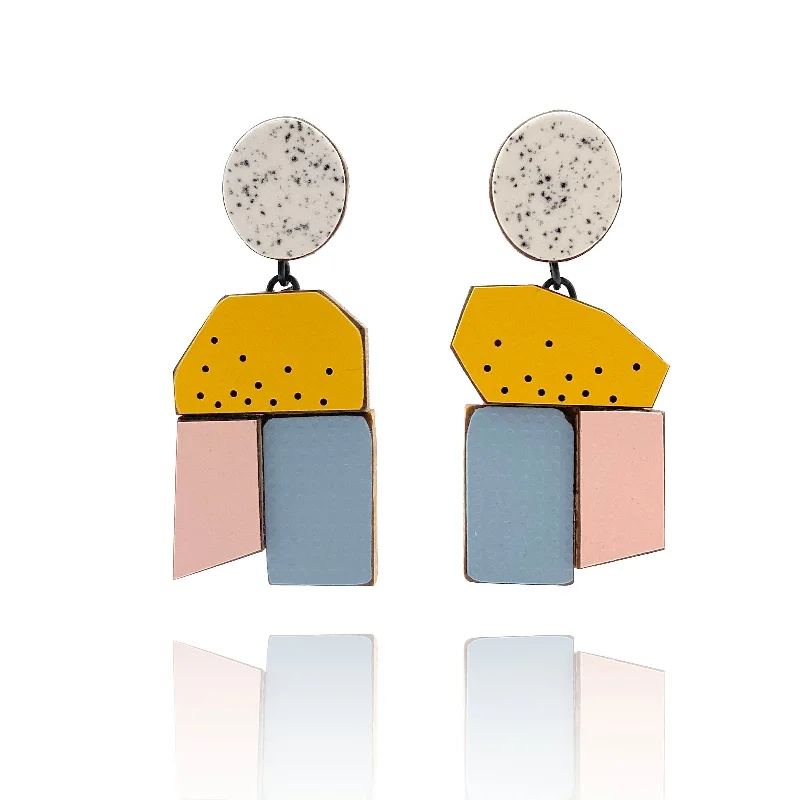 minimalist crystal quartz ring Geometric Earrings - Marbled and Multicolored