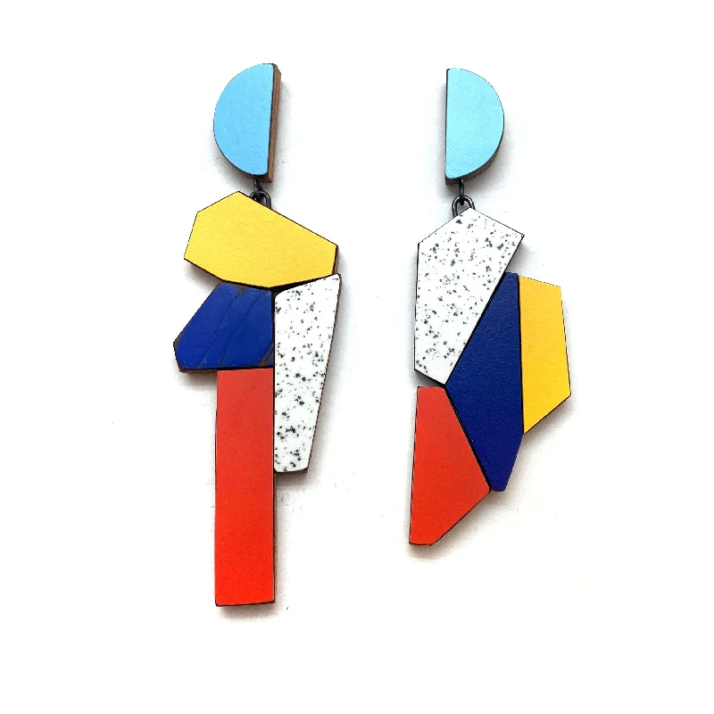 simple gold hoop earrings Geometric Earrings - Marbled Primary Colors