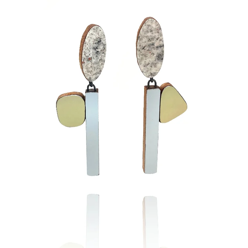 unique diamond stud earrings Geometric Earrings - Metallic Gold, Silver and Marbled