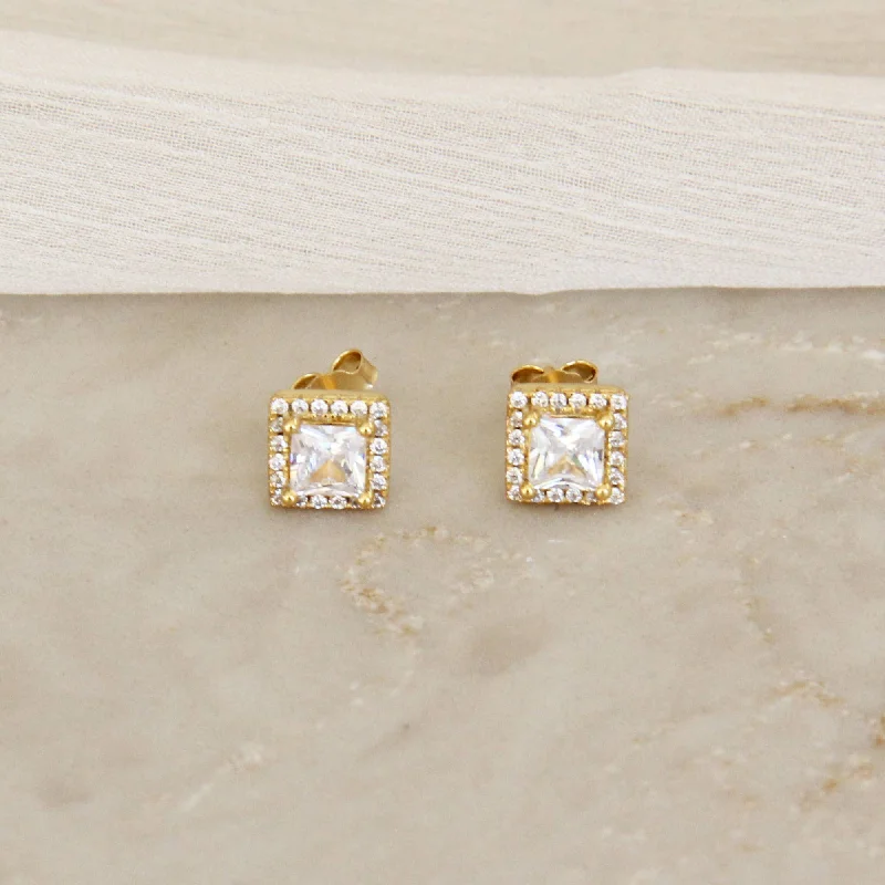 natural crystal pendant necklace Gianna Gold Filled Stud Earrings