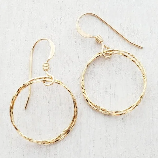 unique diamond eternity band Gold Diamond Cut Circle Earrings