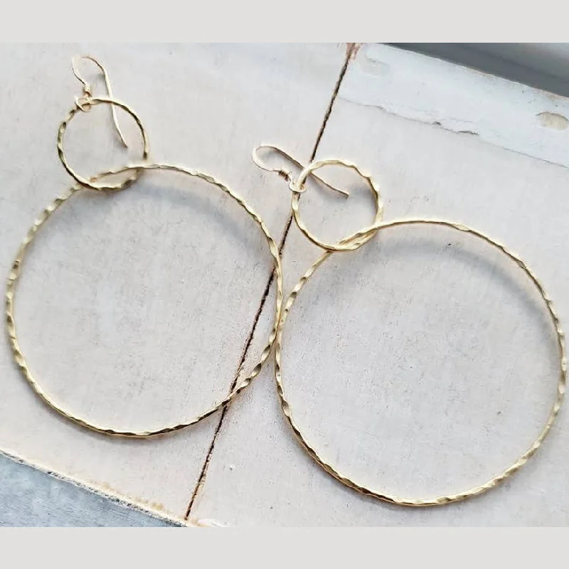 minimalist gemstone stud earrings Gold Large Hammered Circle Earrings