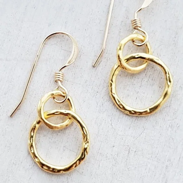 silver wedding band with engraving Gold Organic Ringlet Earrings