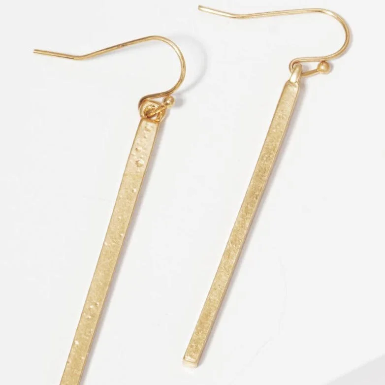 delicate gold band ring Gold Polished Metal Bar Drop Earrings
