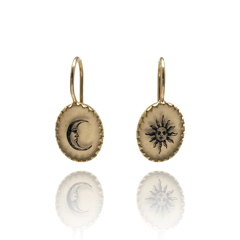 silver moon and star pendant Gold Sun and Moon Earrings