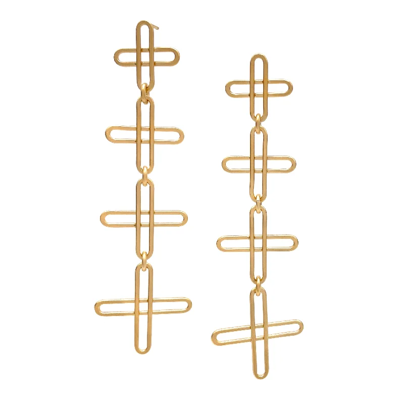 Gold Tiered Drop Earrings