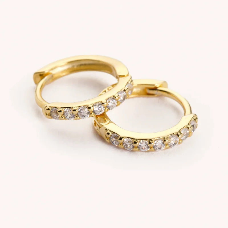 bezel set engagement ring modern Golden Crystal Huggies