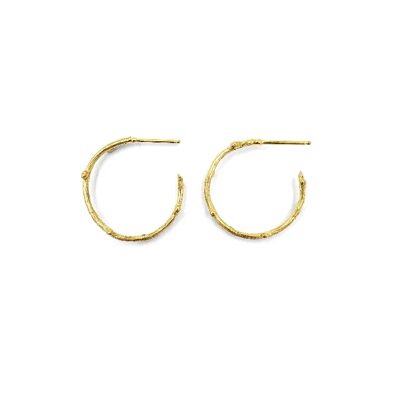 handcrafted turquoise necklace Golden Twig Hoops, Small