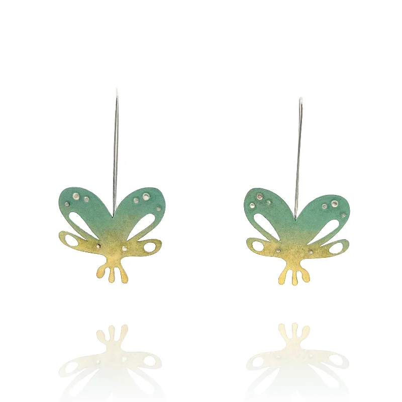 diamond wedding band for women Green and Yellow Butterfly Earrings