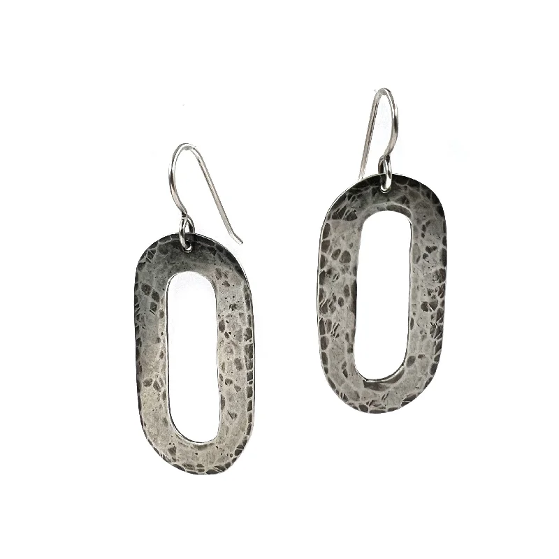 handcrafted silver cross pendant Hammered Link Earrings
