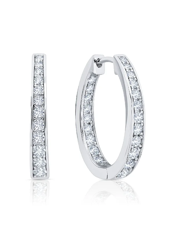 white opal engagement ring Hinge Hoop Earrings Finished in Pure Platinum