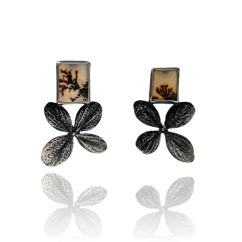 multi-gemstone eternity band Hydrangea and Agate Earrings