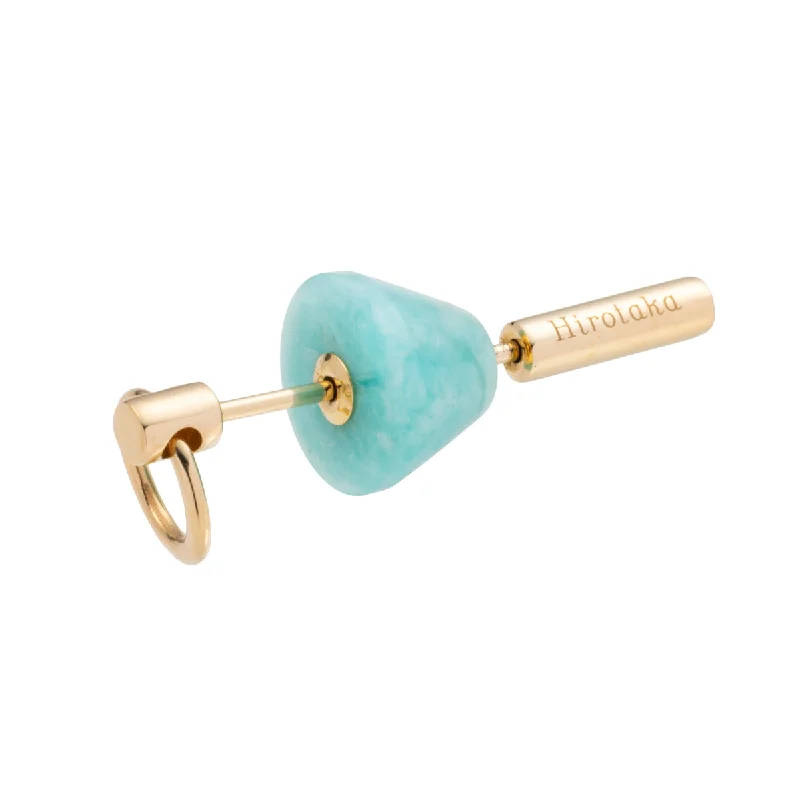 fine silver herringbone necklace "Spear" Door Knocker Earring Small size, Amazonite fine silver herringbone necklace "Spear" Door Knocker Earring Small size, Amazonite