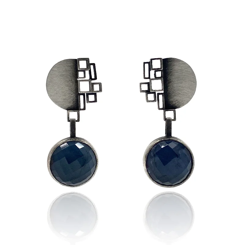 classic gold cuff bracelet Iolite and Rock Crystal Earrings