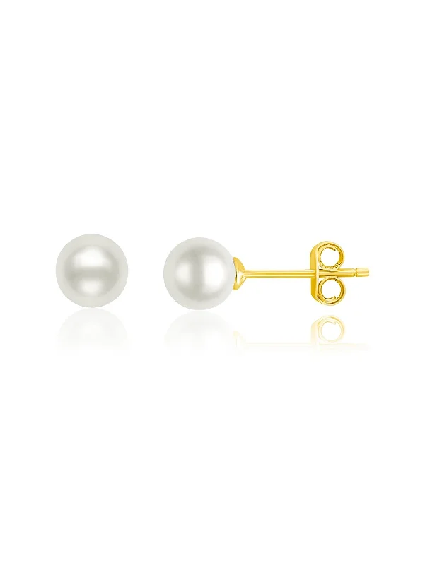 June Birthstone Stud Earrings Finished in 18kt Yellow Gold