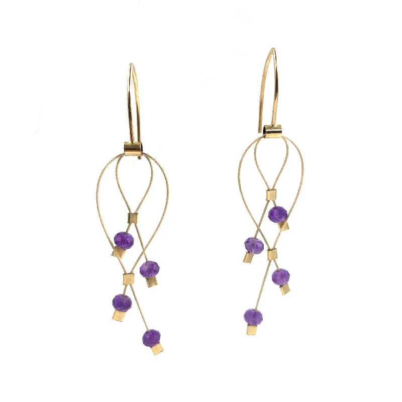 simple sapphire wedding band Lattice Hook Earrings, Mini, Amethyst
