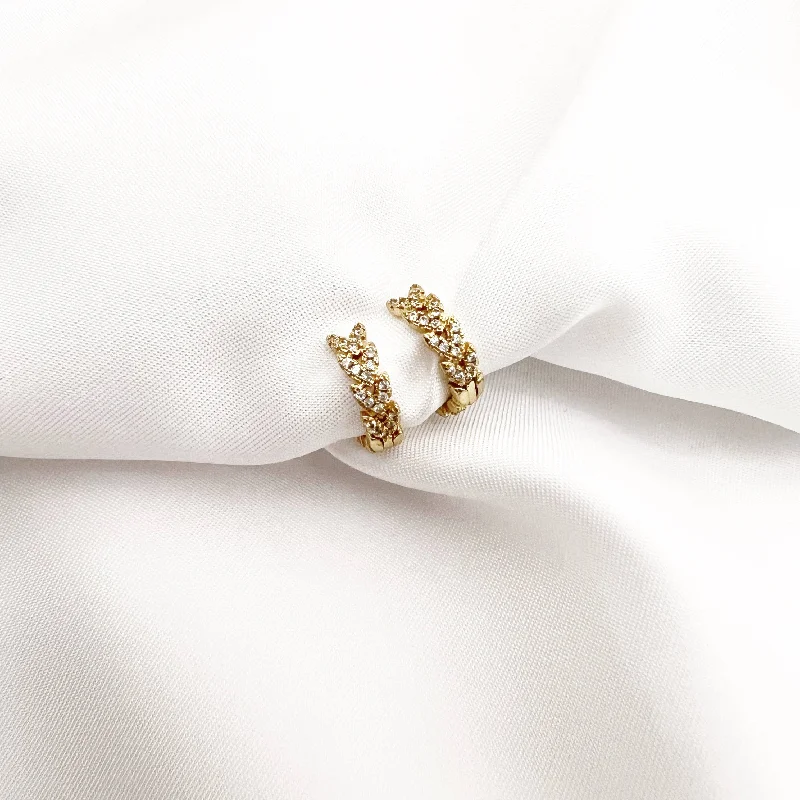 sapphire princess cut ring Laurel Pave Huggie Hoops Earrings Gold Filled