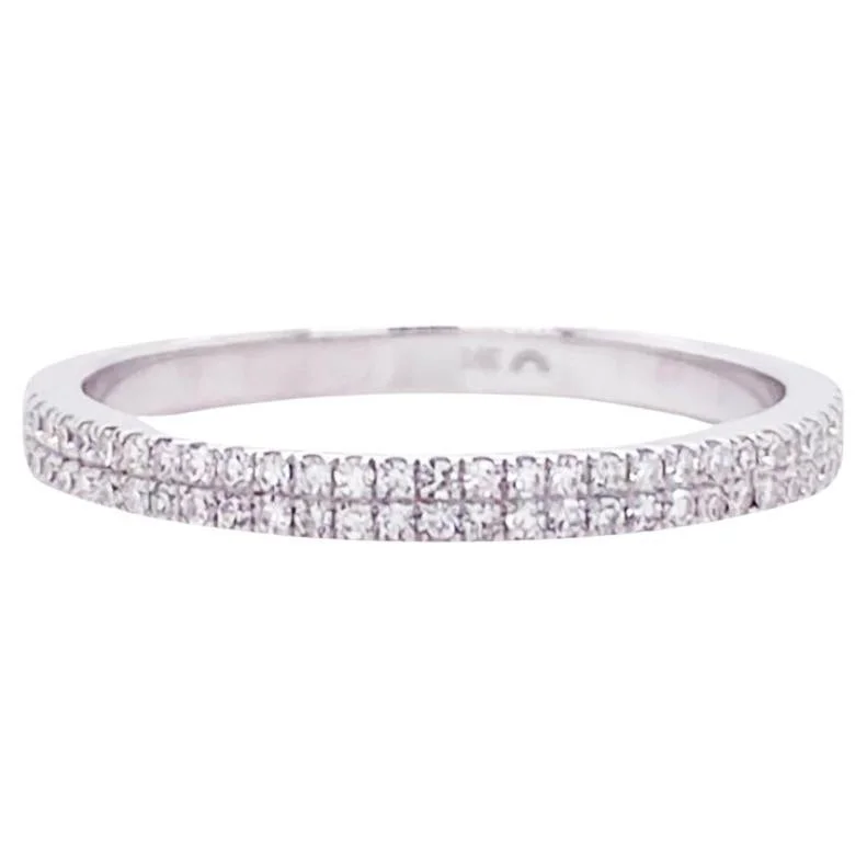 14k White Gold Two Layered Diamond Stackable Ring