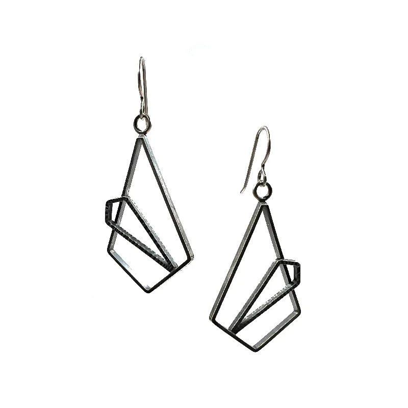 gold and diamond nose stud Layered Polygon Earrings
