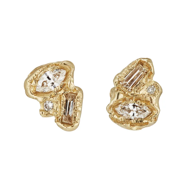 delicate heart stud earrings Legacy Mixed Diamond Scatter Stud Earrings