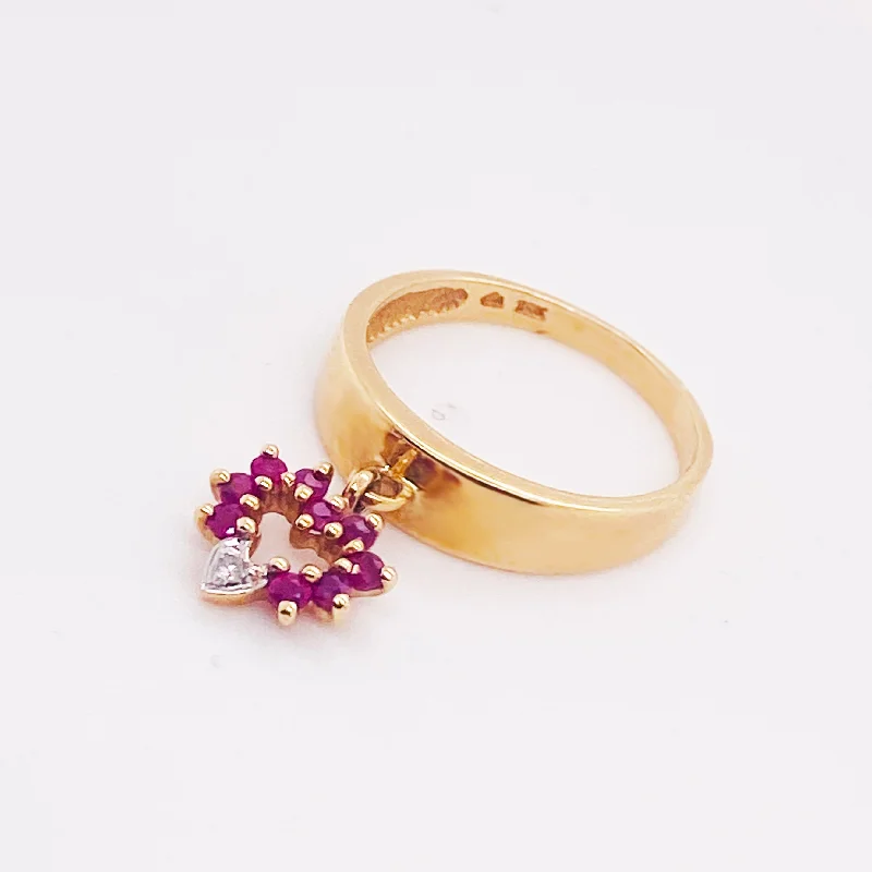tiny opal stud earrings Heart Charm Ruby Ring