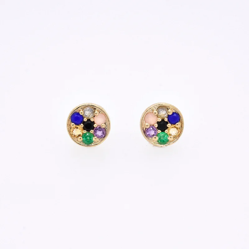 luxury diamond eternity ring Rainbow Compass Earrings -  "Love You" Message - 7 Stones