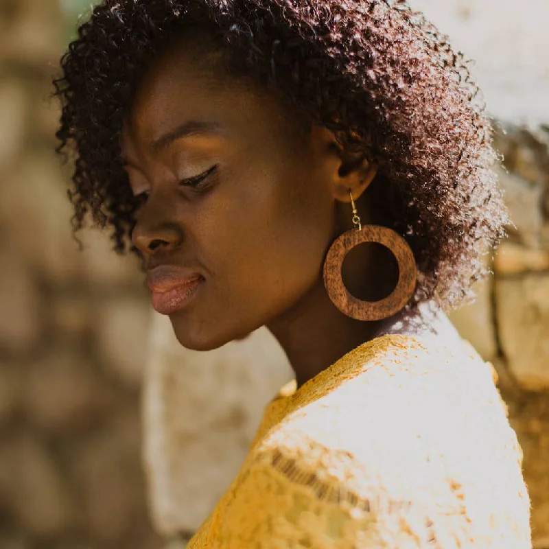 dainty birthstone ring for women Makaya Earrings - Mahogany