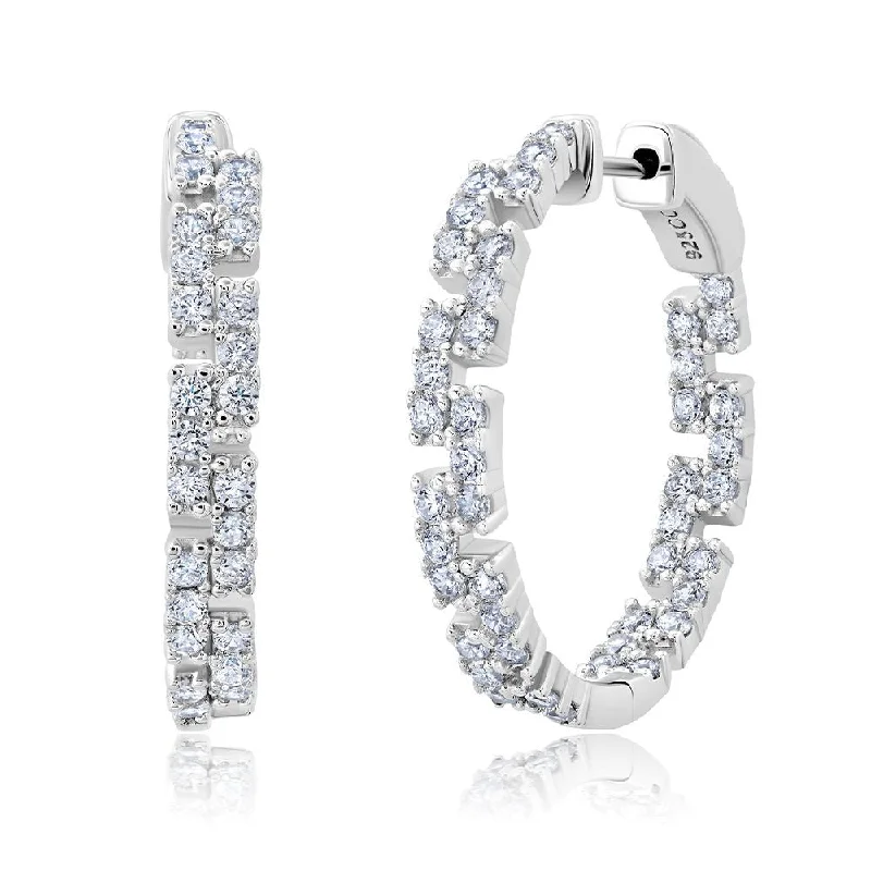 Medium Clear Regal Inside Out Round Cut Hoop Earrings