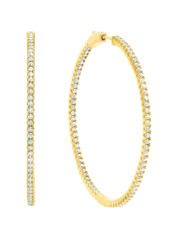 delicate heart stud earrings Medium Pave Hoop Earrings Finished in 18kt Yellow Gold
