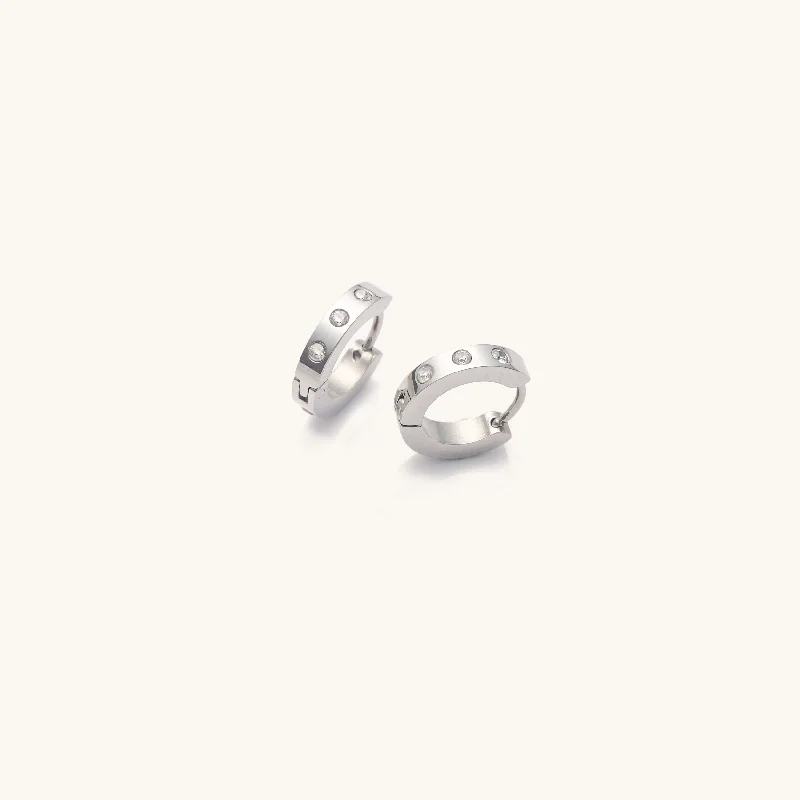 handcrafted gemstone toe ring Mini Corinne Silver Huggies