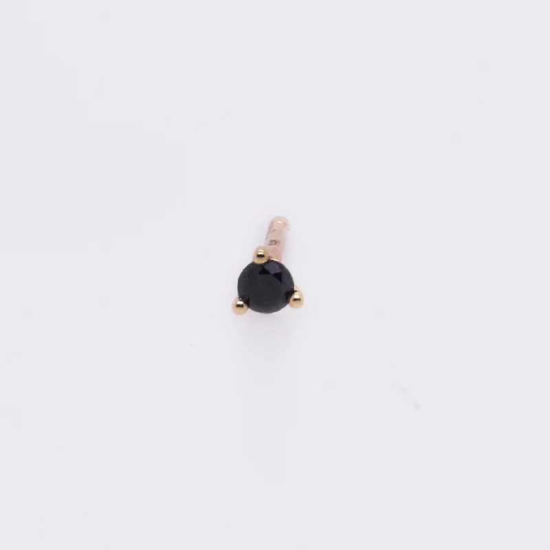 minimal gold ring stack Black Diamond Martini Stud