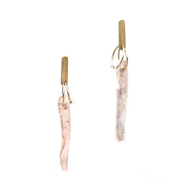 minimalist cubic zirconia earrings Mini Tangle Earrings, Biwa Pearls