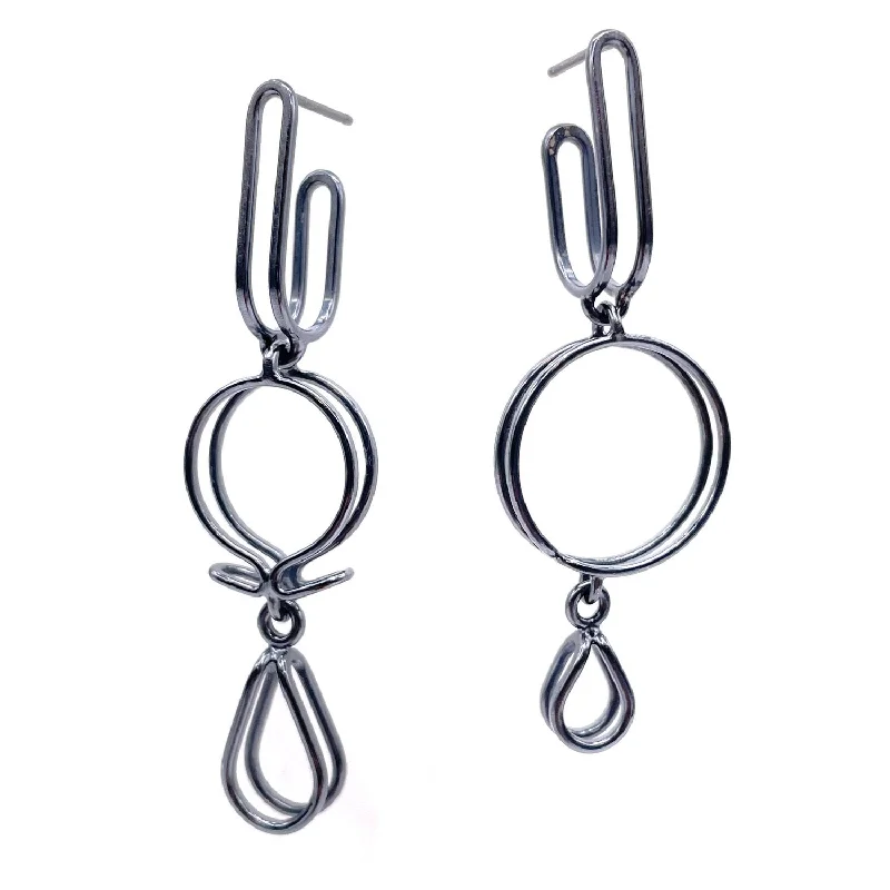 luxury emerald ring platinum Mismatched Bent Link Earrings