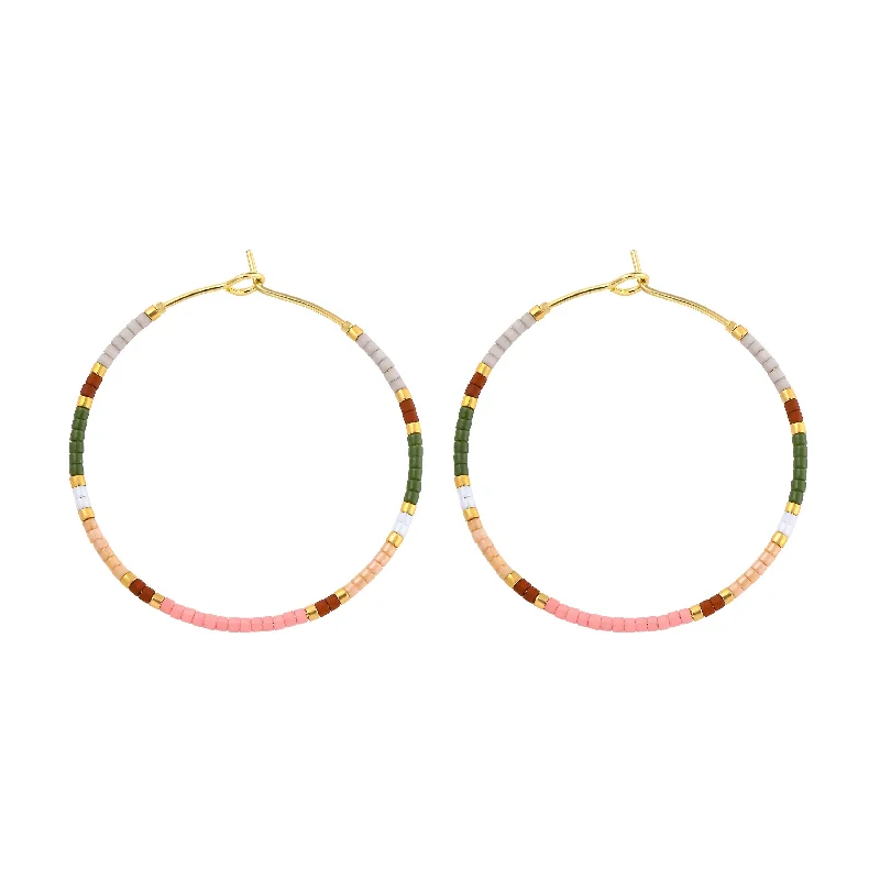 celestial star charm bracelet Miyuki Delica Hoop Earrings Blush Green Gold