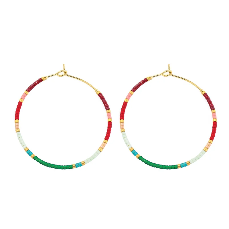 rose gold ring with diamonds Miyuki Delica Hoop Earrings Red Green Blushing