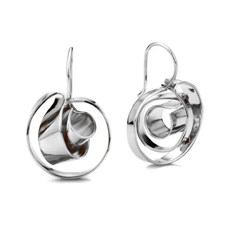sterling silver arrow ring Mobius Earrings, Silver