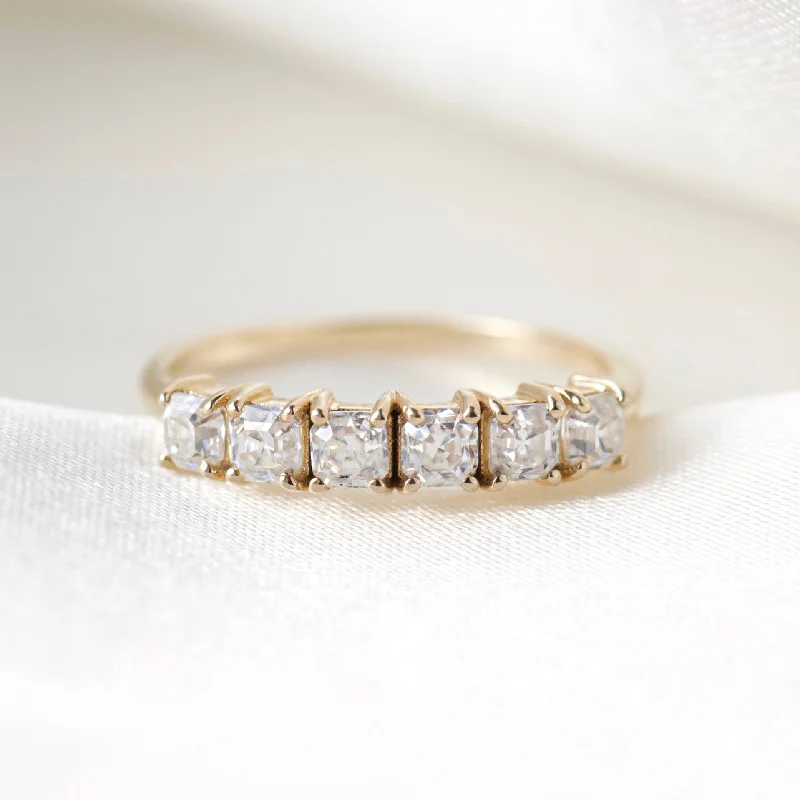 dainty heart charm necklace Emily Moissanite Half Eternity Ring