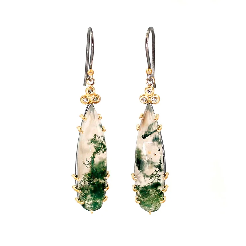 vintage art deco sapphire ring Moss Agate Drop Earrings