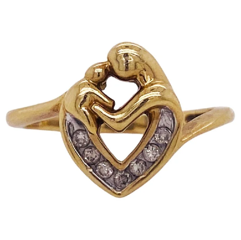 antique silver charm bracelet Mother and Child Ring Diamond Heart