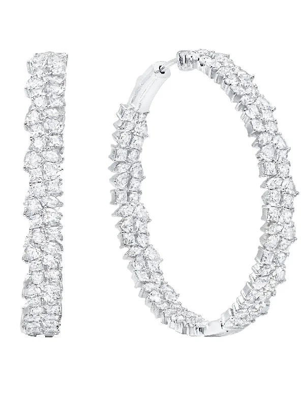 modern infinity signet ring Multi Cluster Large Hoop Earrings Finished in Pure Platinum