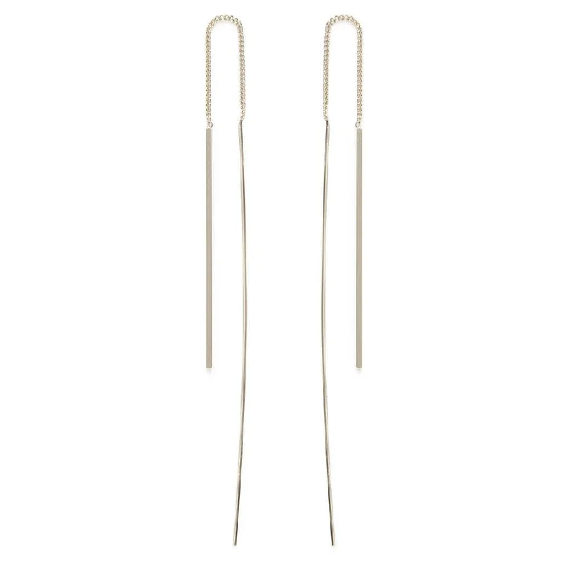 diamond halo stud earrings Sterling Silver Needle and Thread Earrings
