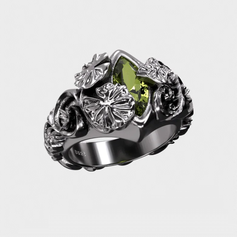 vintage-style garnet ring Nénuphar - Ring