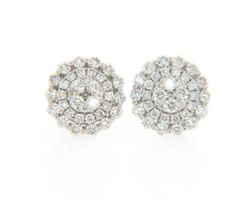 pearl and silver bracelet New 1.33ctw Diamond Cluster Frame Stud Earrings in 14K