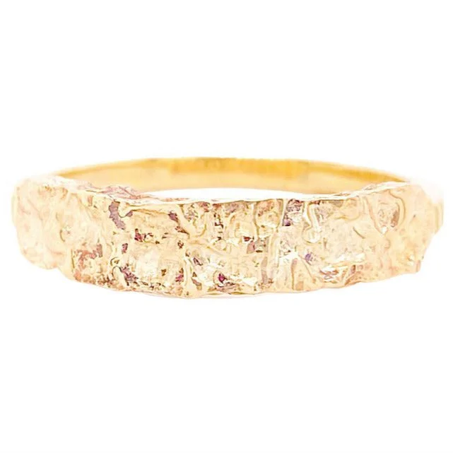 oval cut engagement ring platinum Nugget Bar Ring in 14K Yellow Gold by Designer Mary Rupert, Stackable