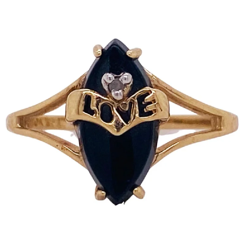 statement silver feather earrings Onyx Heart Love Ring